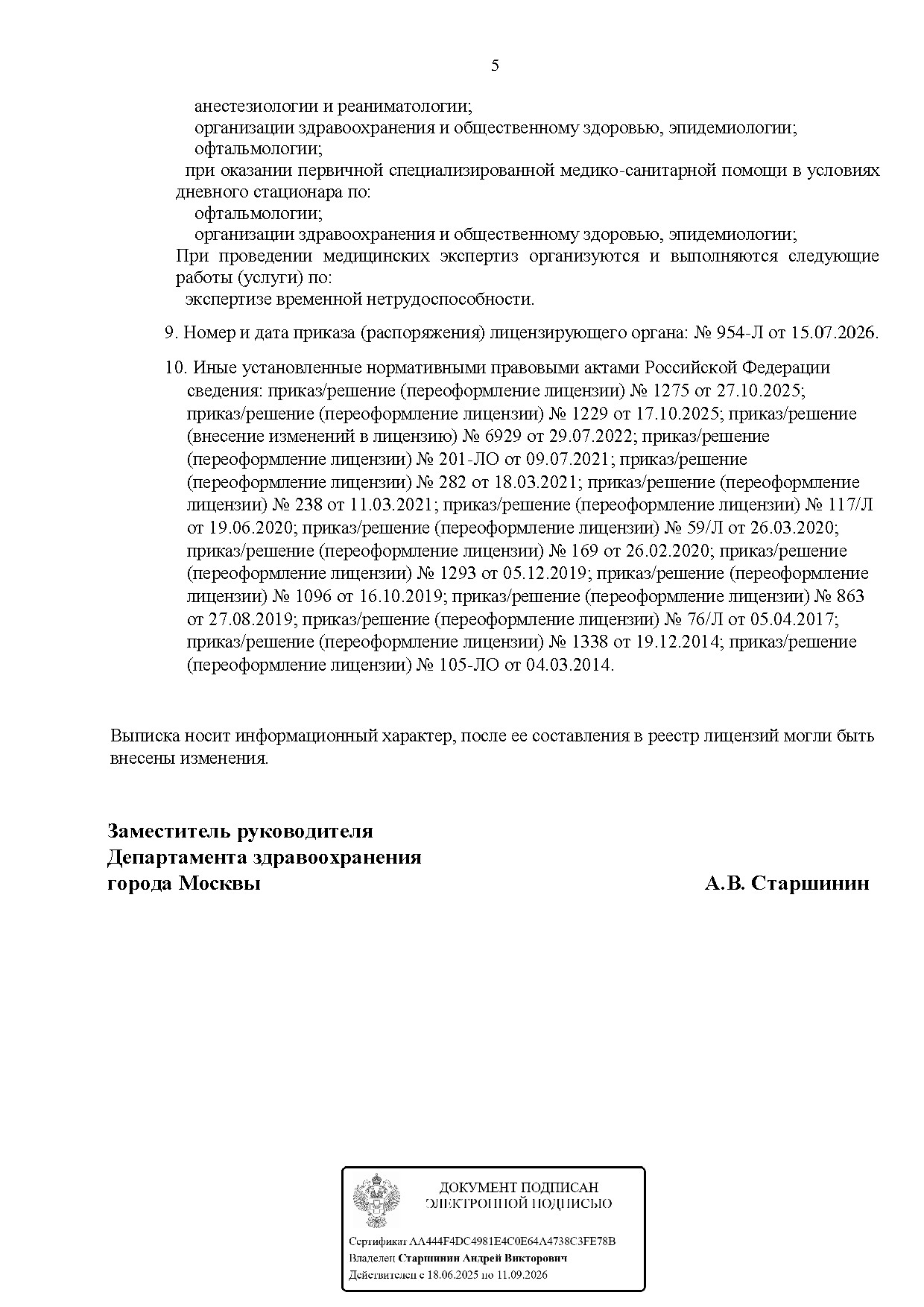 Выписка из реестра лицензий — страница 5